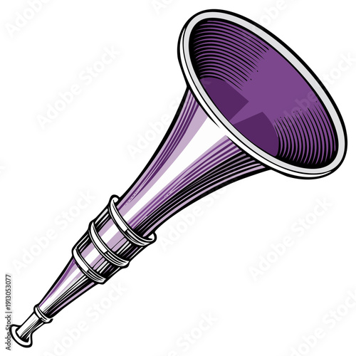 Vintage Purple Vuvuzela Horn Trumpet Musical Instrument Illustration