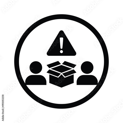 Vector illustration icon warning sign with people and open box icon on for safety alert