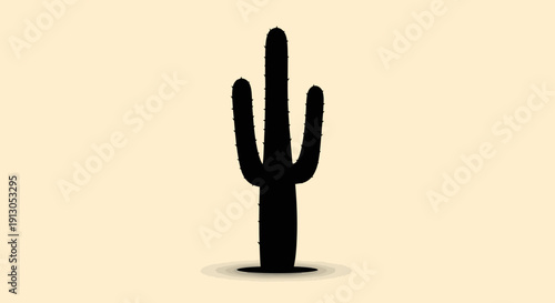 Black silhouette of a cactus plant.