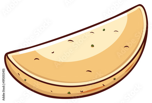 Cartoon illustration of a folded flatbread, perfect for food or cuisine themes