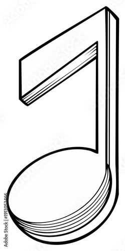 Simple black and white eighth note illustration with subtle shading