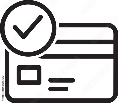 Credit card with large checkmark badge indicating valid account or successful payment authorization