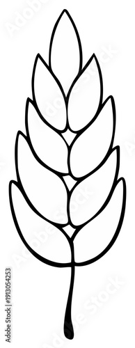 Stylized outline of a single wheat stalk or ear of grain