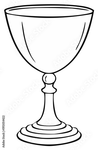 Elegant outline illustration of a classic stemmed goblet or chalice