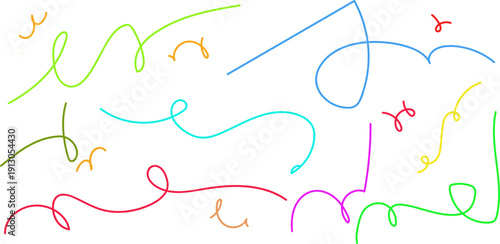 A colorful abstract artwork featuring swirling lines and curves