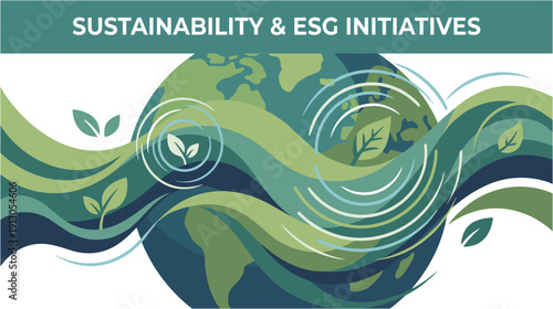Sustainability and ESG Initiatives Concept with Earth and Green Leaves