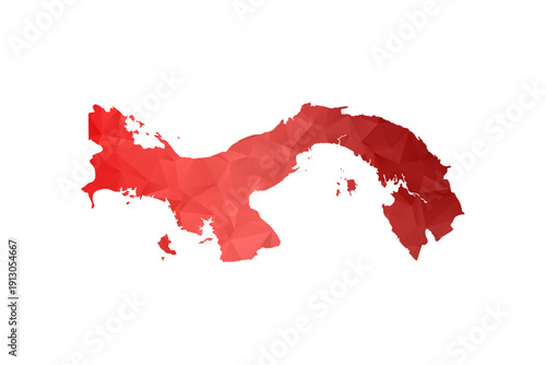 Panama Map - Polygon Style Vector Illustration in Red Gradient, Low Poly Geometric Design, Isolated on White Background, Perfect for Infographics, Reports, and Educational Materials.