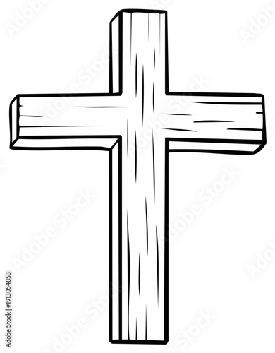 Simple Wooden Cross Religious Symbol Illustration