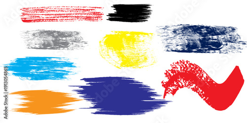 Set of artistic paint brush strokes