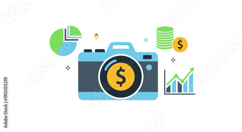 Camera with dollar sign lens photography.