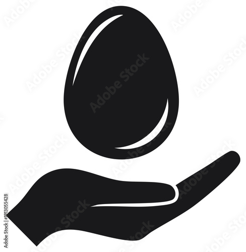 Hand Holding Egg Icon Symbolizing Care Protection Health Food Organic