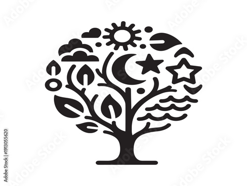 Beautiful nature symbol collection for gorgeous environmental messaging