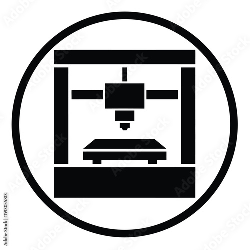 Vector illustration icon black and white icon of 3d printer in circle