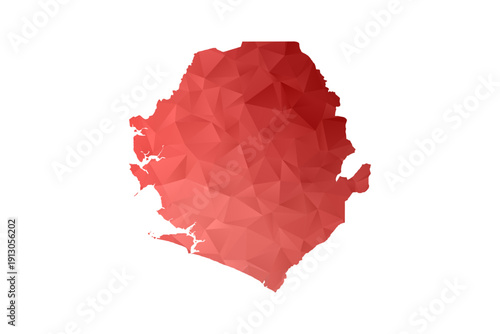 Sierra Leone Map - Polygon Style Vector Illustration in Red Gradient, Low Poly Geometric Design, Isolated on White Background, Perfect for Infographics, Reports, and Educational Materials.