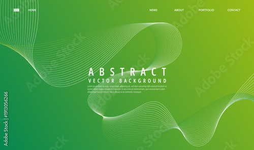 Dynamic abstract vector background featuring luminous white flowing wave lines over a vibrant green gradient screen design template