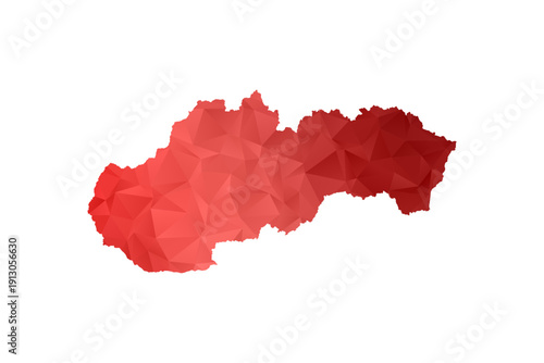 Slovakia Map - Polygon Style Vector Illustration in Red Gradient, Low Poly Geometric Design, Isolated on White Background, Perfect for Infographics, Reports, and Educational Materials.
