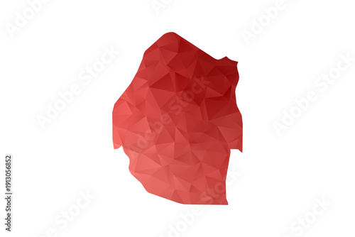 Swaziland Map - Polygon Style Vector Illustration in Red Gradient, Low Poly Geometric Design, Isolated on White Background, Perfect for Infographics, Reports, and Educational Materials.