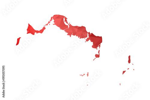 Turks and Caicos Islands Map - Polygon Style Vector Illustration in Red Gradient, Low Poly Geometric Design, Isolated on White Background, Perfect for Infographics, Reports, and Educational Materials.