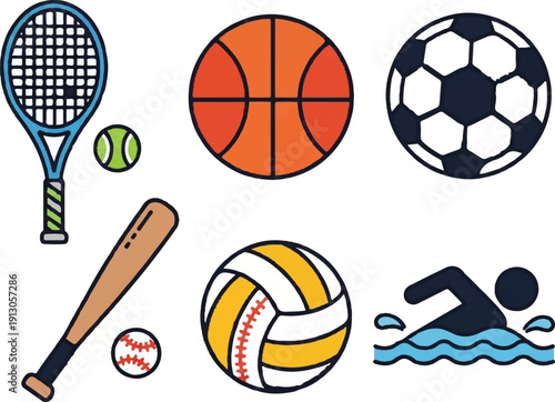 Beach day icons sandcastle sunglasses ball hat flip flops bucket