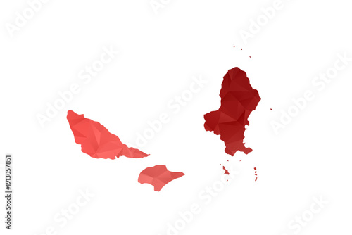 Wallis and Futuna Map - Polygon Style Vector Illustration in Red Gradient, Low Poly Geometric Design, Isolated on White Background, Perfect for Infographics, Reports, and Educational Materials.