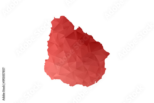 Uruguay Map - Polygon Style Vector Illustration in Red Gradient, Low Poly Geometric Design, Isolated on White Background, Perfect for Infographics, Reports, and Educational Materials.