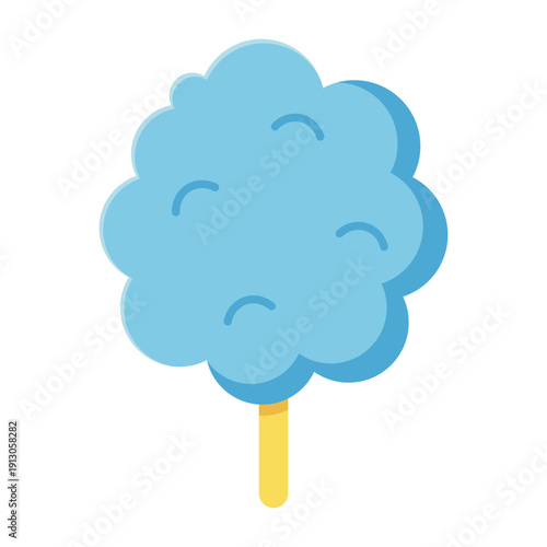 Blue cotton candy on stick icon illustration isolated on transparent background.

