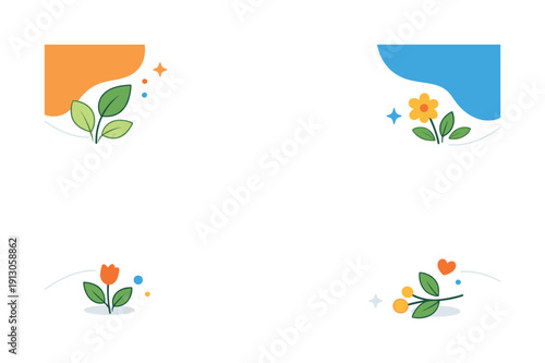 Copy space background soft creative scene with rounded shapes and minimal botanical hints placed in corners, expressing freshness while