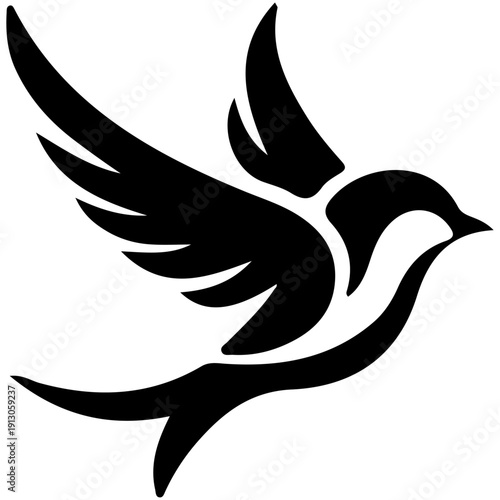Black bird in flight silhouette logo