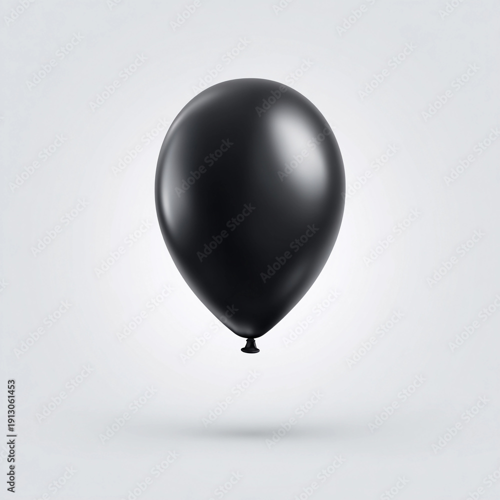 Obraz premium Black balloon floats in the air against a gray background