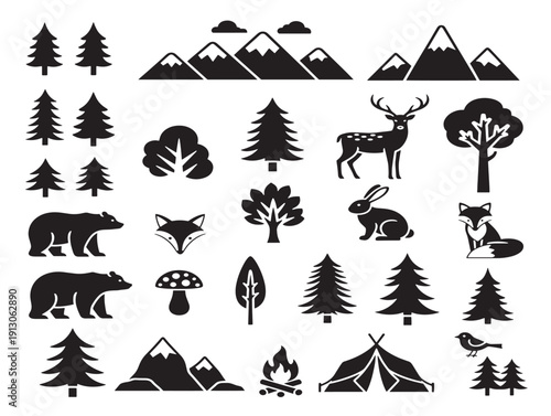 Beautiful botanical forest silhouette for gorgeous natural science themes