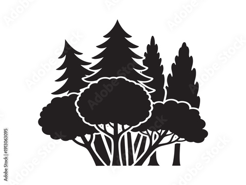 Premium assorted tree silhouettes vector bundle pack