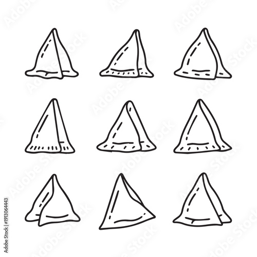 Hand Drawn Samosa Patterns, Indian Snack Food Vector Illustration