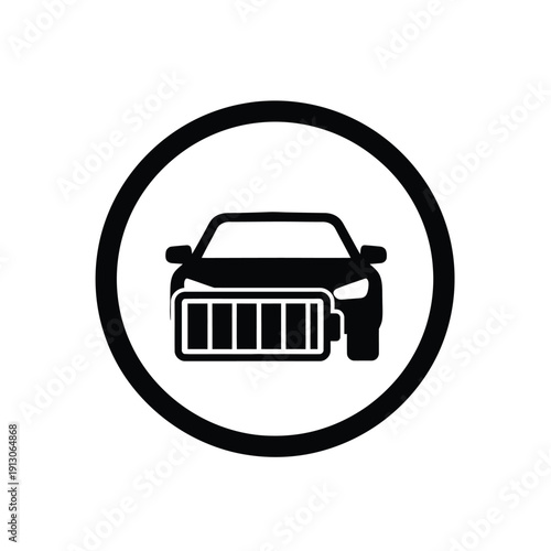 Vector illustration icon black and white icon of a car in a circle