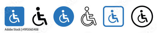 Disability accessibility icons set diverse people wheelchair vector illustration flat design