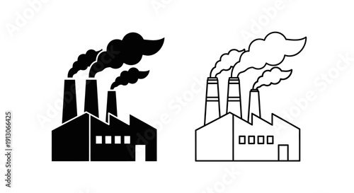 Industrial factories with pollution and clean air concept for environmental awareness Vector