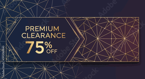 Premium Clearance Sale Banner with Geometric Design and 75 Percent Discount.