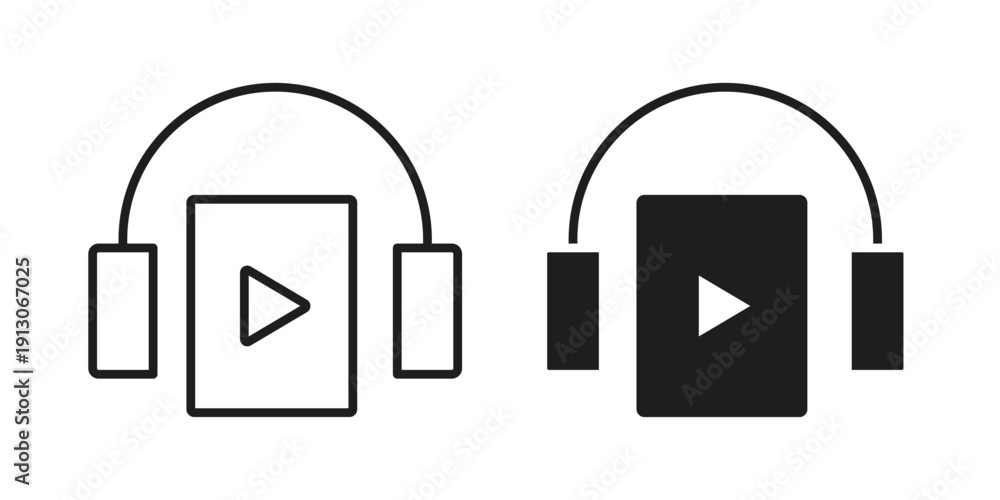 Fototapeta premium Audiobook icon in black stroke eps vector graphic