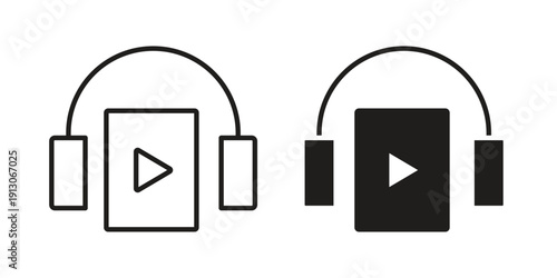 Audiobook icon in black stroke eps vector graphic