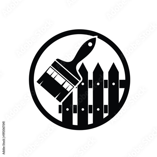 Vector illustration icon black and white illustration of paintbrushes in a circular frame
