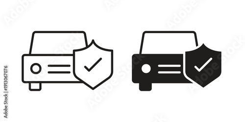 Auto insurance icon in black stroke eps vector graphic
