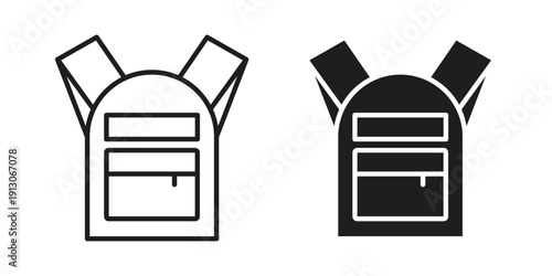 Backpack icon in black stroke eps vector graphic