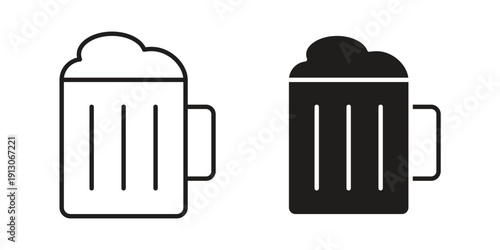 Beer mug icon in black stroke eps vector graphic
