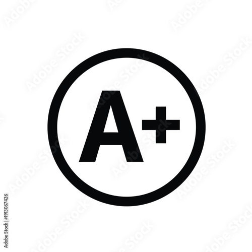 Vector illustration icon black circle icon with a grade symbol