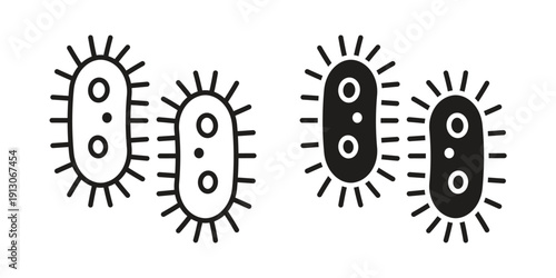 Bacteria icon in black stroke eps vector graphic