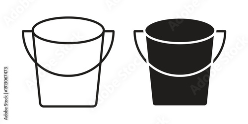 Bucket icon in black stroke eps vector graphic
