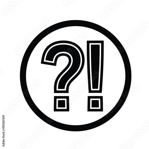 Vector illustration icon black question mark and exclamation mark icon in a circle