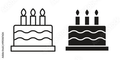 Cake icon in black stroke eps vector graphic