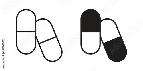 Capsule icon in black stroke eps vector graphic