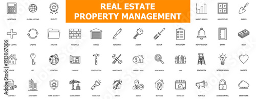 Real Estate Property Management Icons Collection Set Vector Business Building Management Services