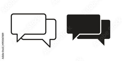Chat bubble icon in black stroke eps vector graphic